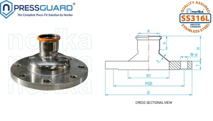 Stainless Steel 316L Press Fit  Flange Reduce Socket